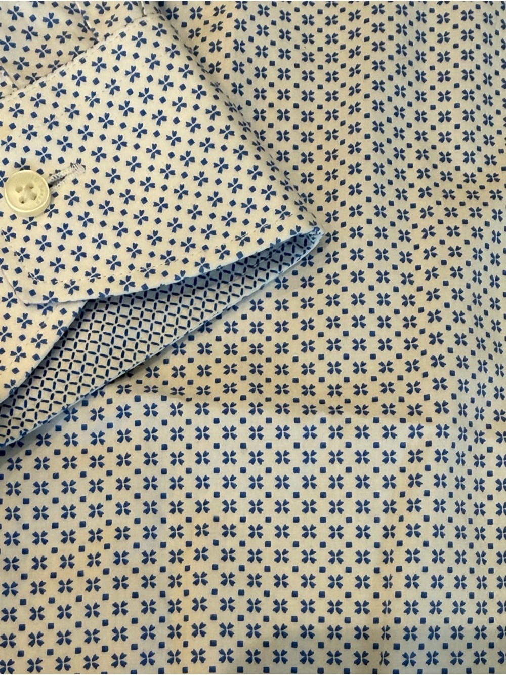 Ted Baker Light Blue Micro-Pattern Button-Down Shirt 16.5 32/33 - Picture 3 of 5